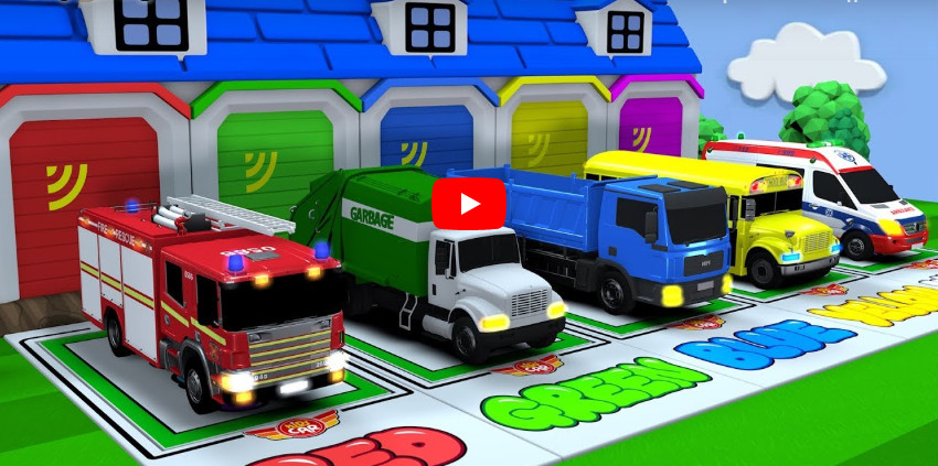 Learning Colors pacman and city Vehicle car carrier Fire truck jumping Play for kids car toys